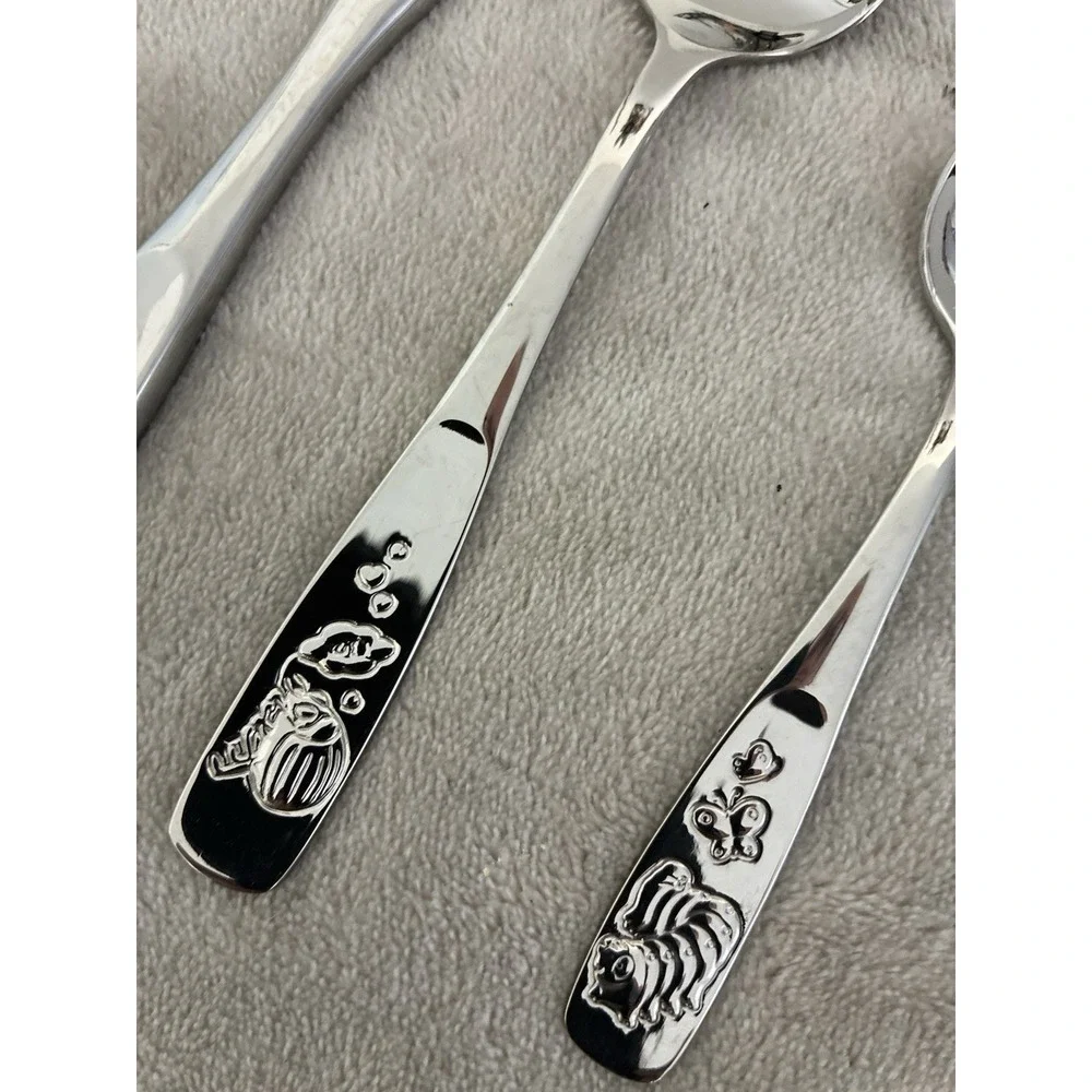 WMF Cromargan Children's Cutlery Set Bugs Snail Bee Beetle Caterpillar 4 Pc NEW